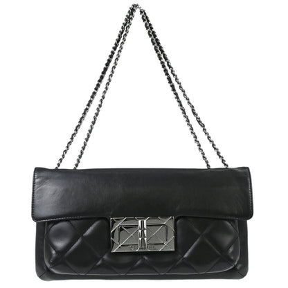 Chanel 2004-2005 Black Lambskin Mademoiselle Lock Shoulder Bag