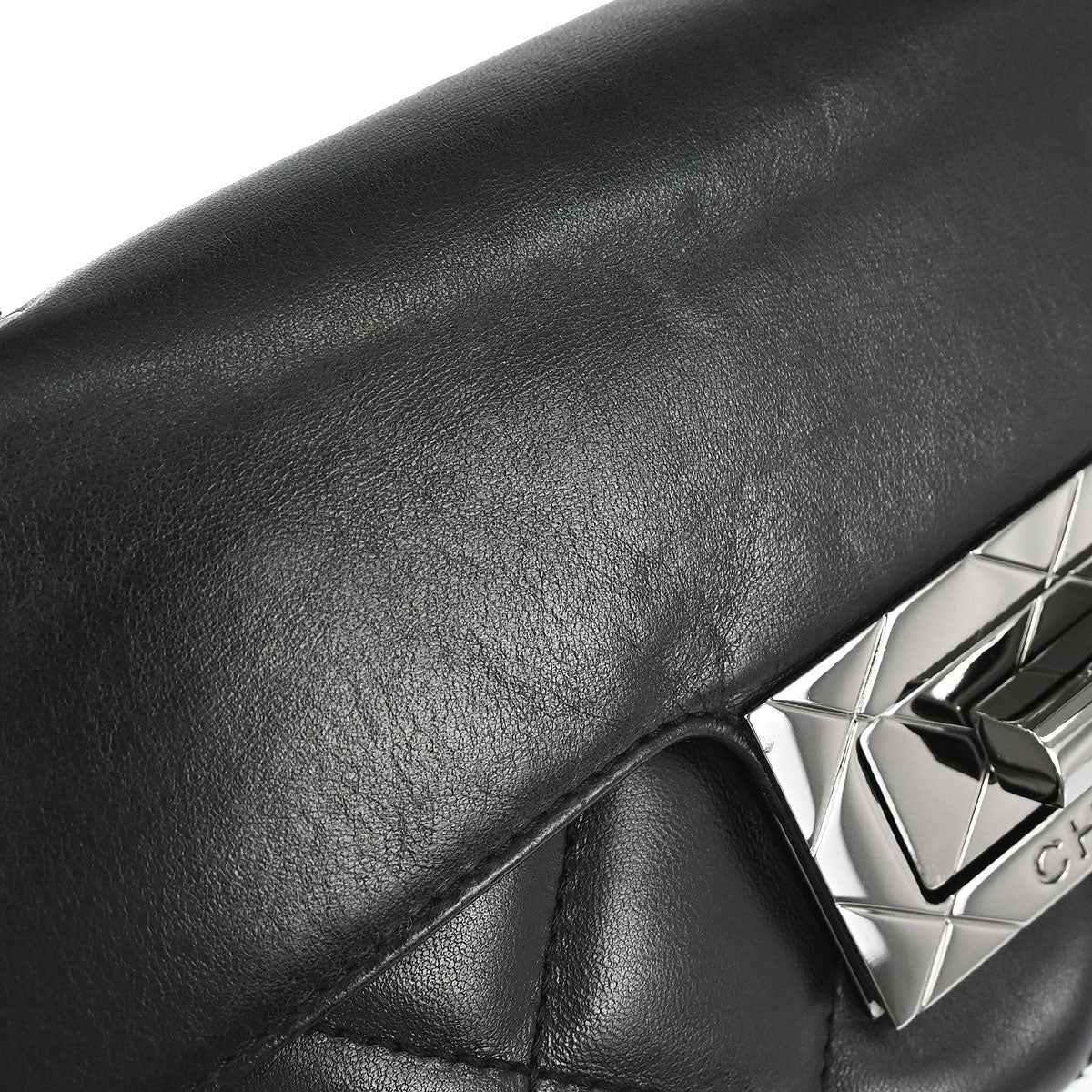 Chanel 2004-2005 Black Lambskin Mademoiselle Lock Shoulder Bag