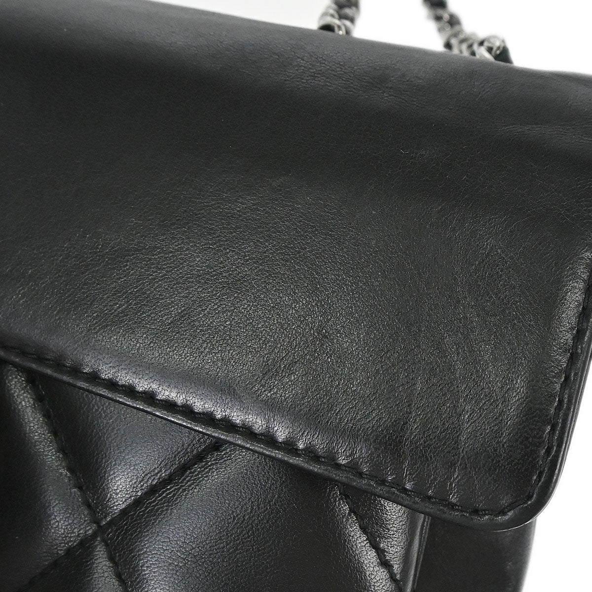 Chanel 2004-2005 Black Lambskin Mademoiselle Lock Shoulder Bag