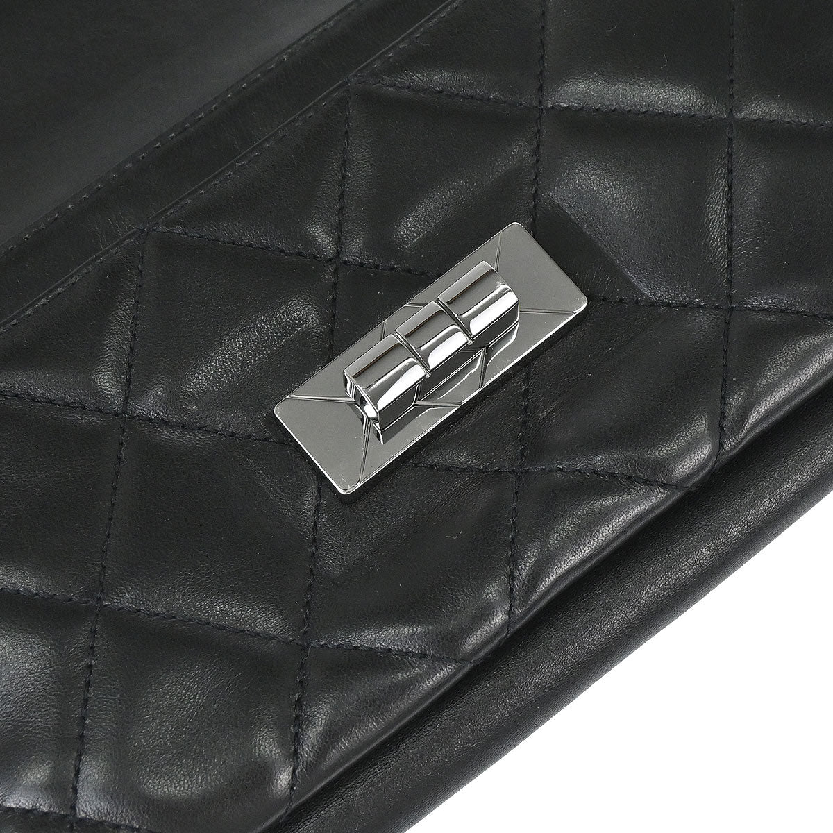 Chanel 2004-2005 Black Lambskin Mademoiselle Lock Shoulder Bag