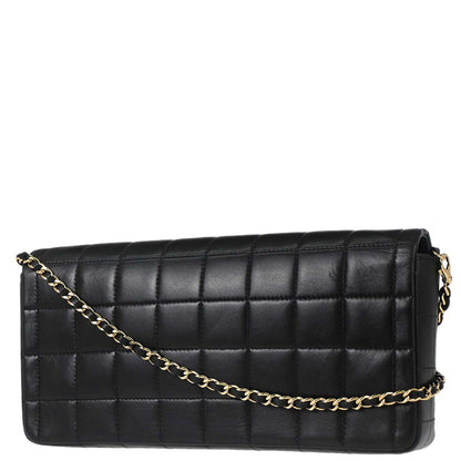 Chanel 2005-2006 Black Lambskin Choco Bar East West Shoulder Bag