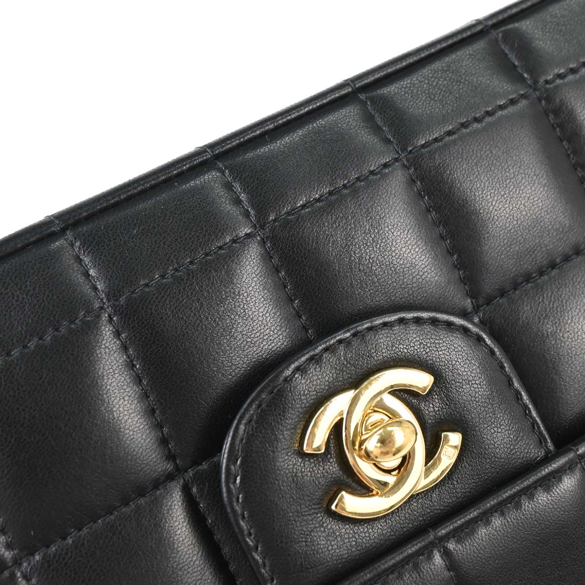 Chanel 2005-2006 Black Lambskin Choco Bar East West Shoulder Bag