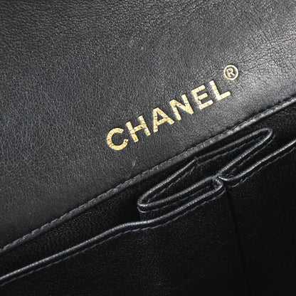 Chanel 2005-2006 Black Lambskin Choco Bar East West Shoulder Bag