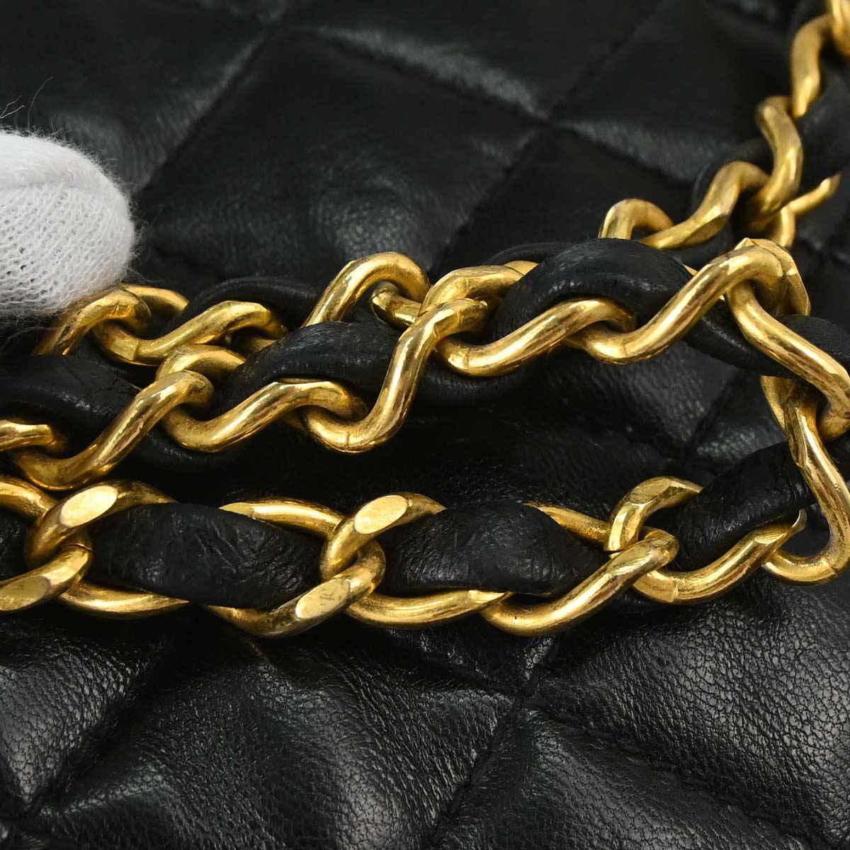 Chanel 1989-1991 Black Lambskin 2way Shoulder Handbag
