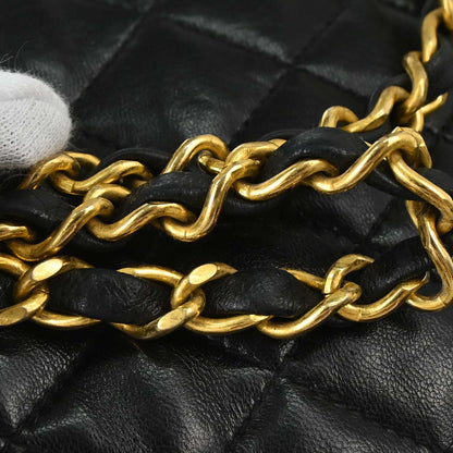 Chanel 1989-1991 Black Lambskin 2way Shoulder Handbag