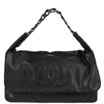 Chanel 2009-2010 Gray Caviar Skin Hobo Bag