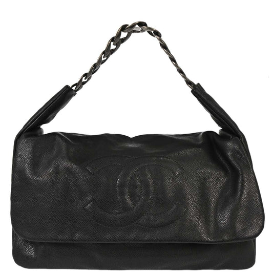 Chanel 2009-2010 Gray Caviar Skin Hobo Bag