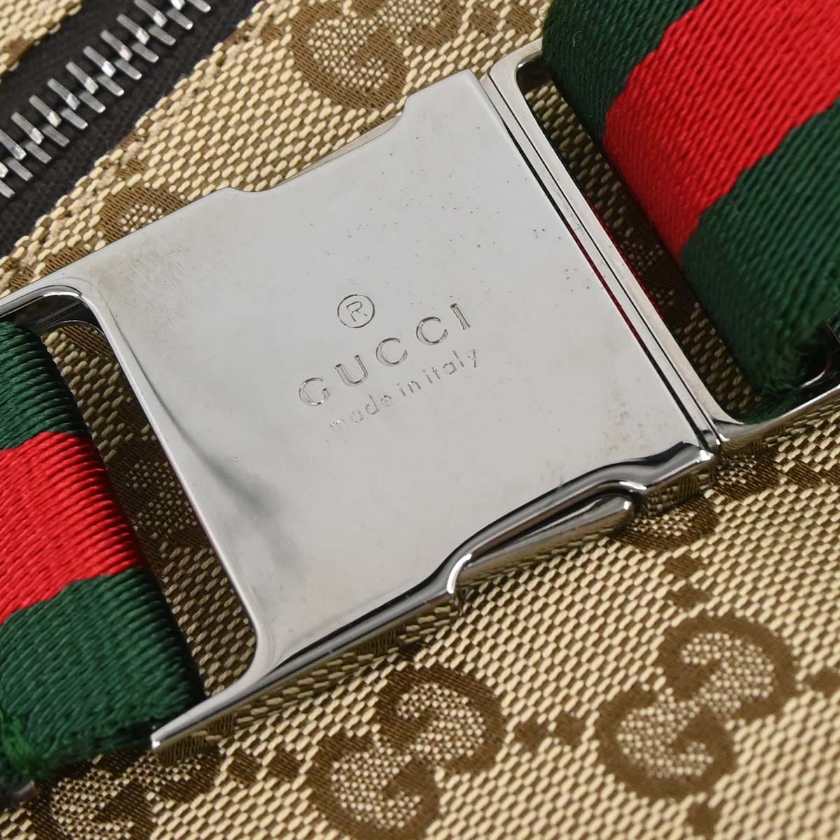 Gucci Brown Beige Canvas GG Sherry Bum Bag