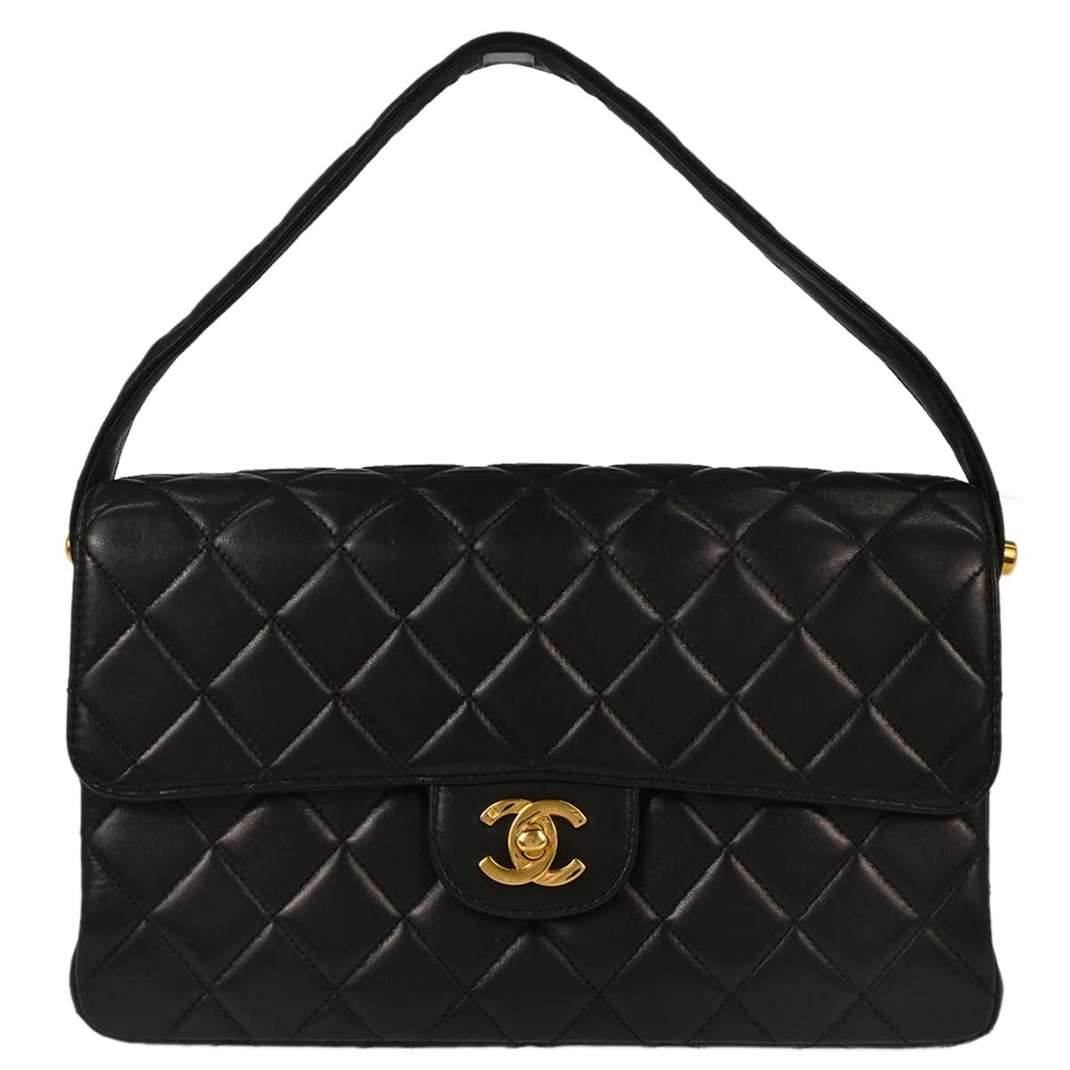 Chanel 1996-1997 Black Lambskin Double Sided Classic Flap Handbag
