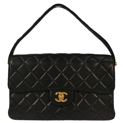 Chanel 1996-1997 Black Lambskin Double Sided Classic Flap Handbag