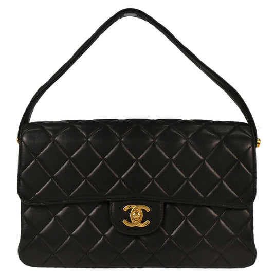 Chanel 1996-1997 Black Lambskin Double Sided Classic Flap Handbag
