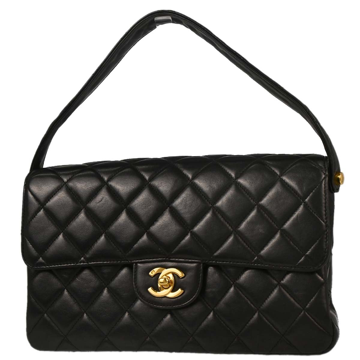 Chanel 1996-1997 Black Lambskin Double Sided Classic Flap Handbag