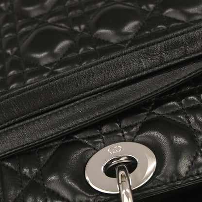 Christian Dior Black Lambskin Medium Lady Dior Cannage 2way Shoulder Handbag