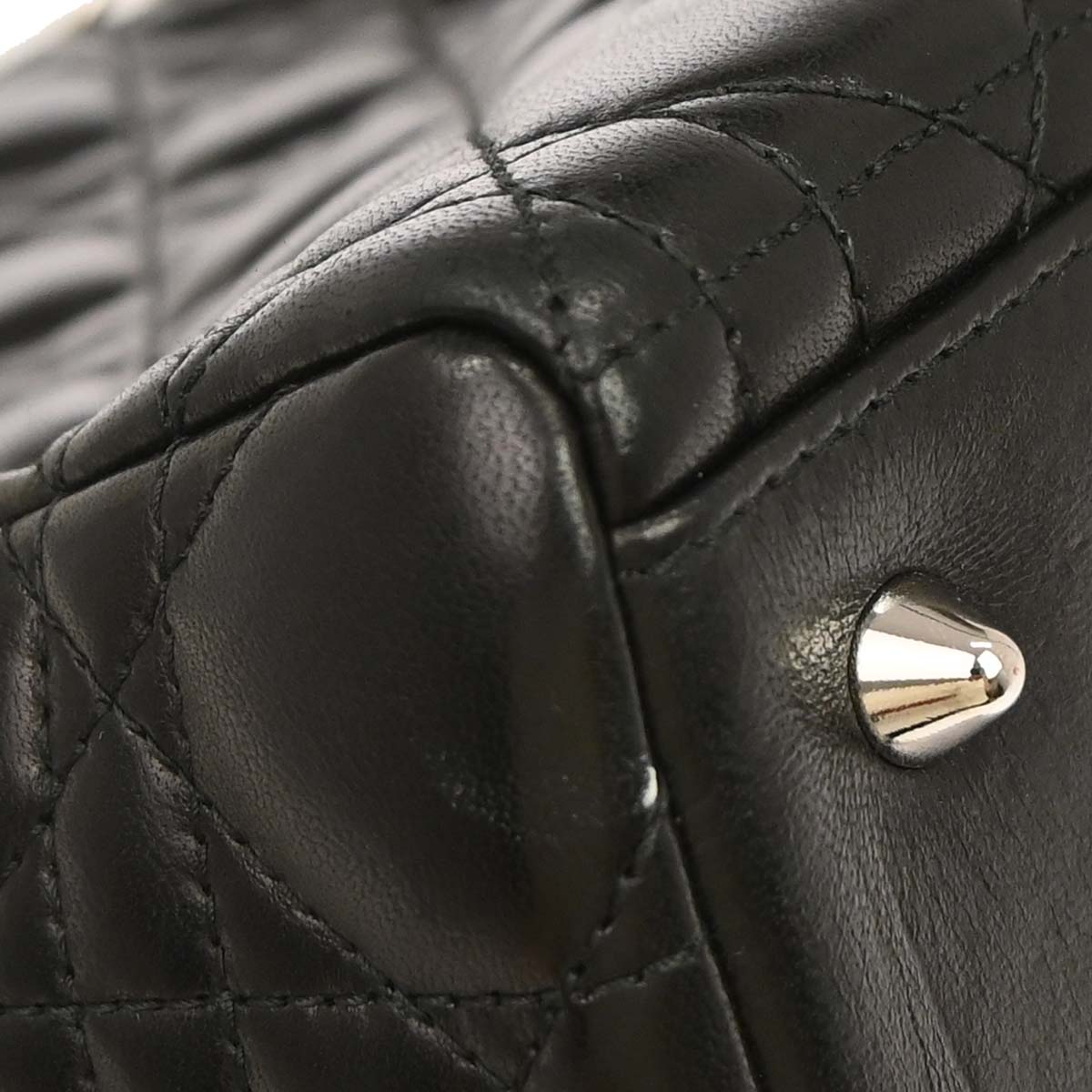 Christian Dior Black Lambskin Medium Lady Dior Cannage 2way Shoulder Handbag