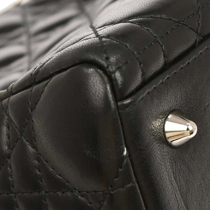 Christian Dior Black Lambskin Medium Lady Dior Cannage 2way Shoulder Handbag