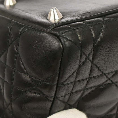 Christian Dior Black Lambskin Medium Lady Dior Cannage 2way Shoulder Handbag