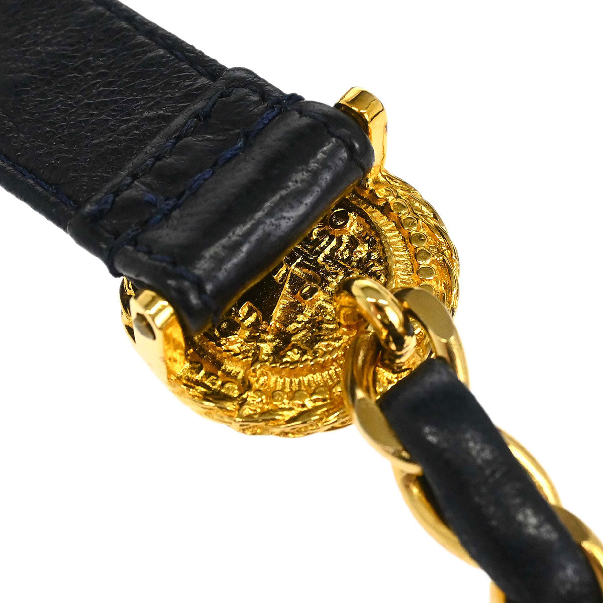 Chanel Chain Belt Medallion Gold Navy #80/32 Small Good