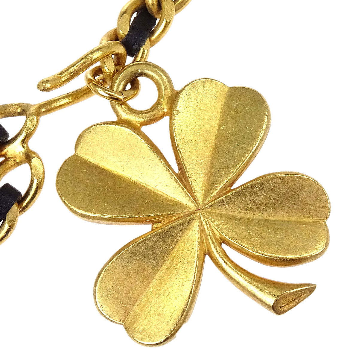 Chanel Chain Belt Clover Gold Black 93A Small Good