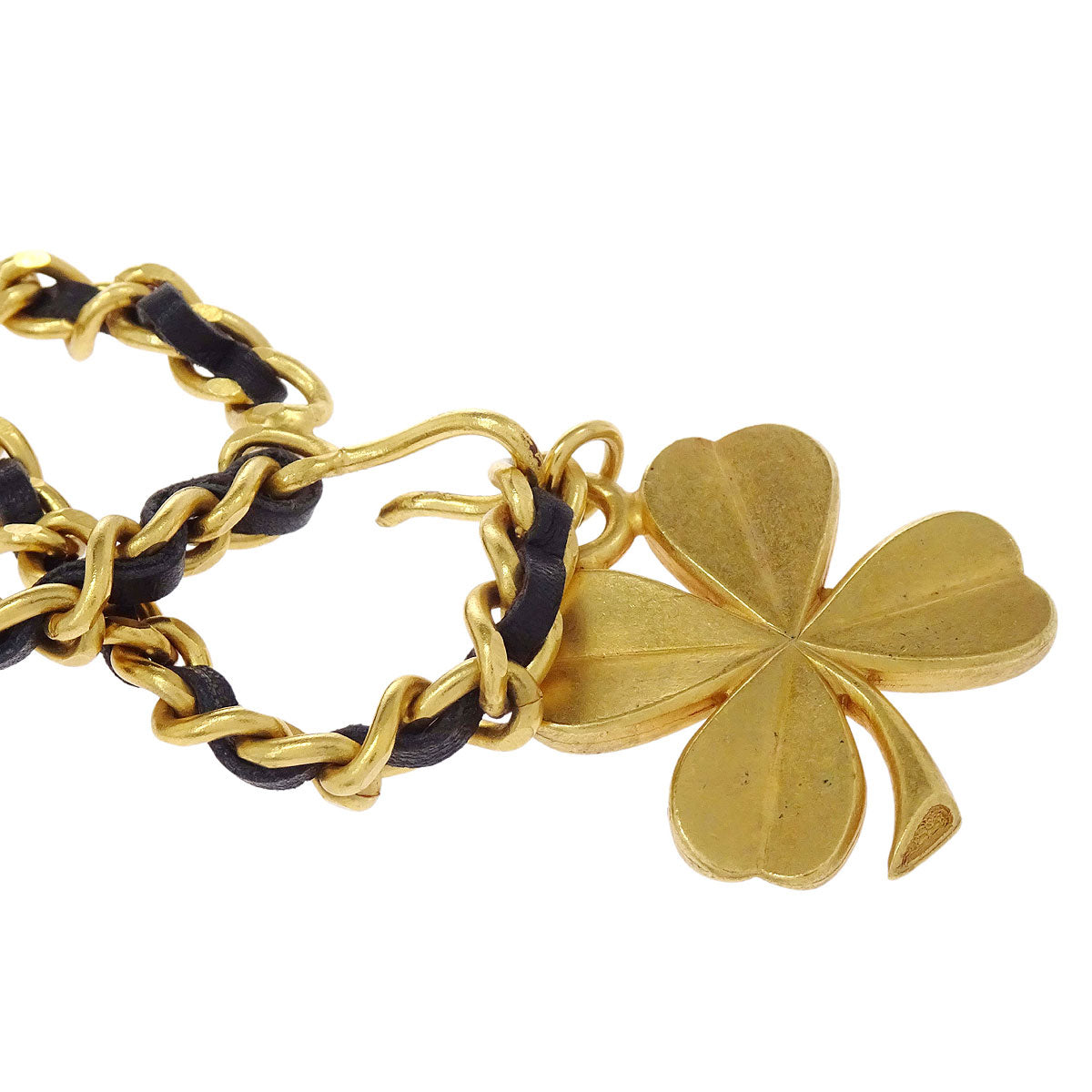 Chanel Chain Belt Clover Gold Black 93A Small Good