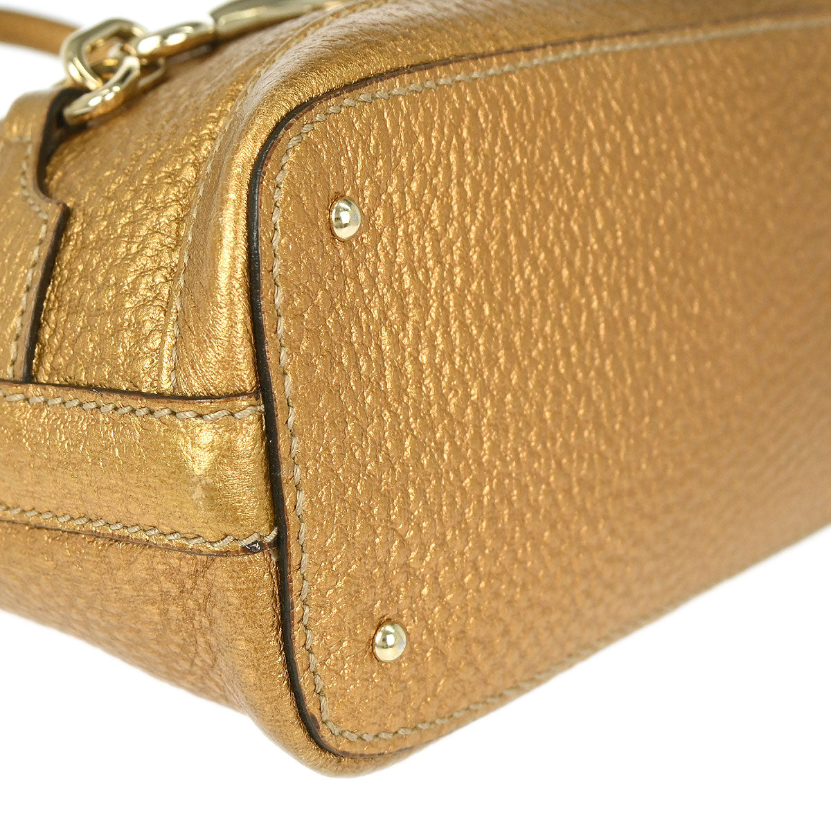 Gucci Gold Leather Horsebit GG Tote Handbag