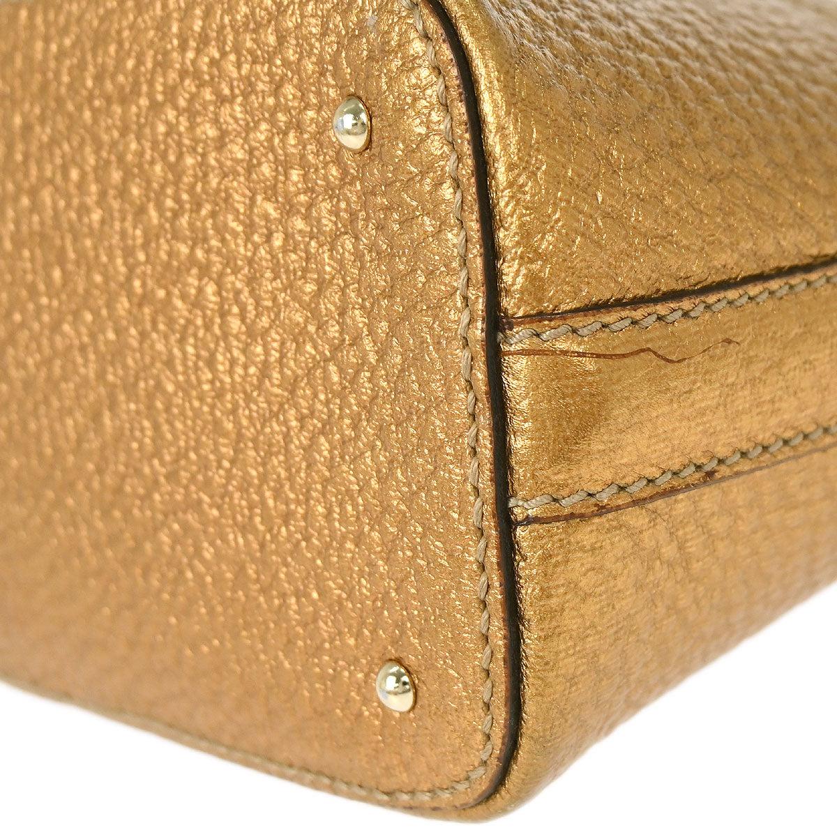 Gucci Gold Leather Horsebit GG Tote Handbag