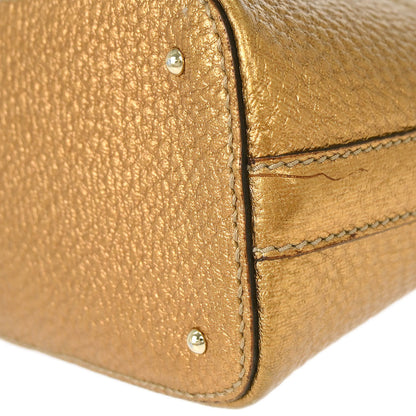 Gucci Gold Leather Horsebit GG Tote Handbag