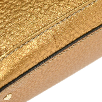 Gucci Gold Leather Horsebit GG Tote Handbag