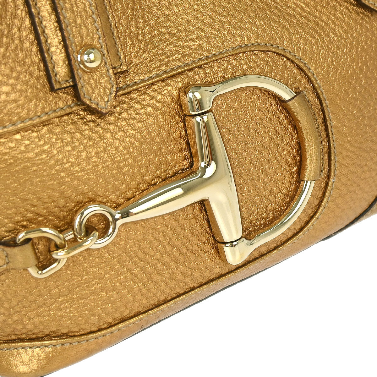 Gucci Gold Leather Horsebit GG Tote Handbag