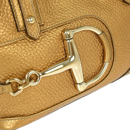 Gucci Gold Leather Horsebit GG Tote Handbag