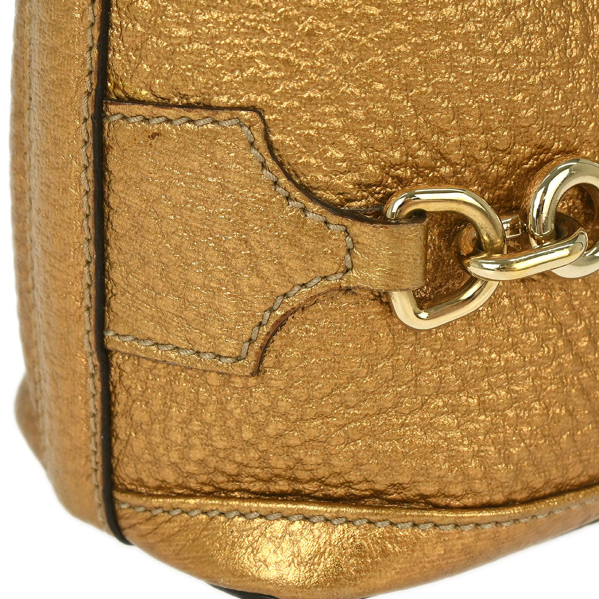 Gucci Gold Leather Horsebit GG Tote Handbag