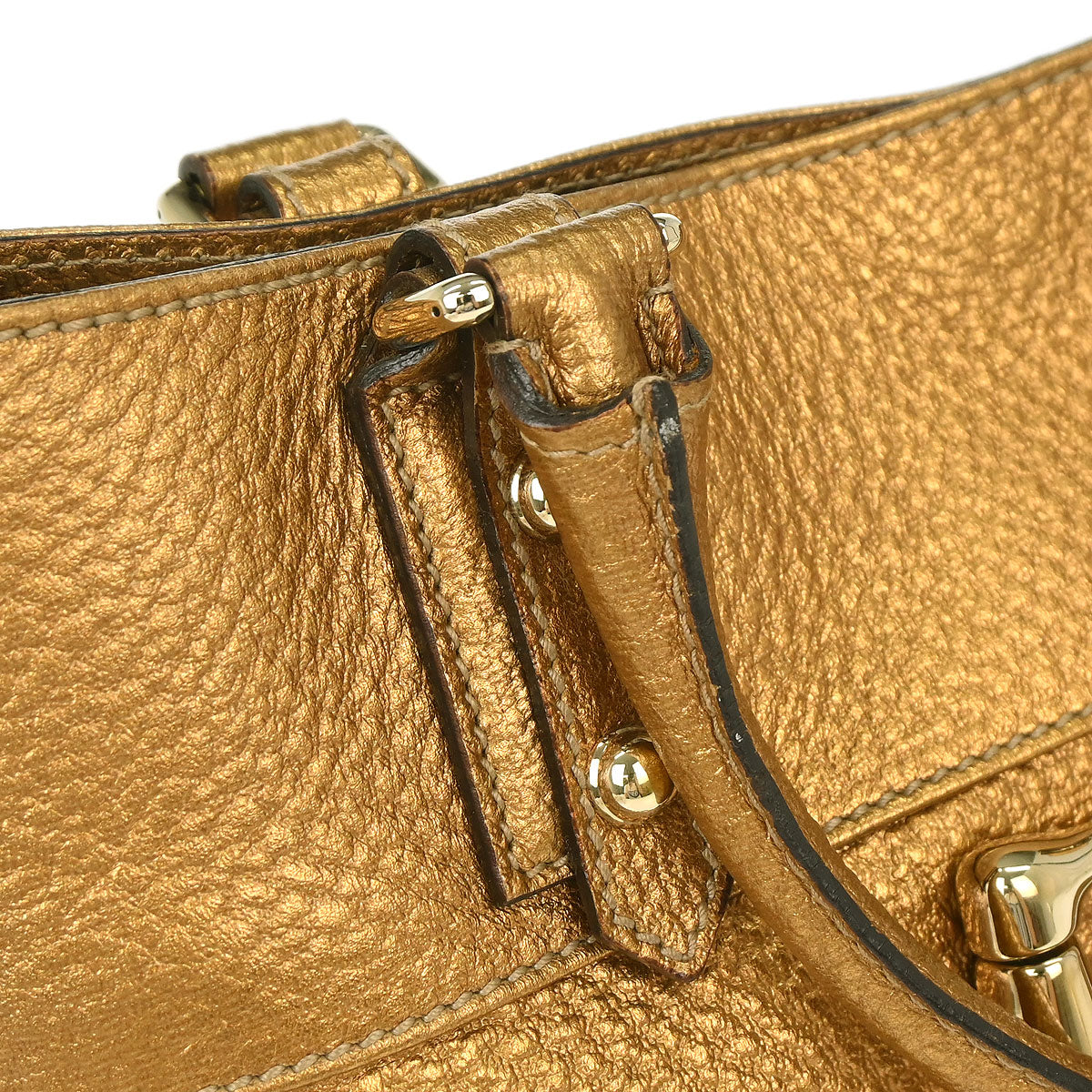 Gucci Gold Leather Horsebit GG Tote Handbag