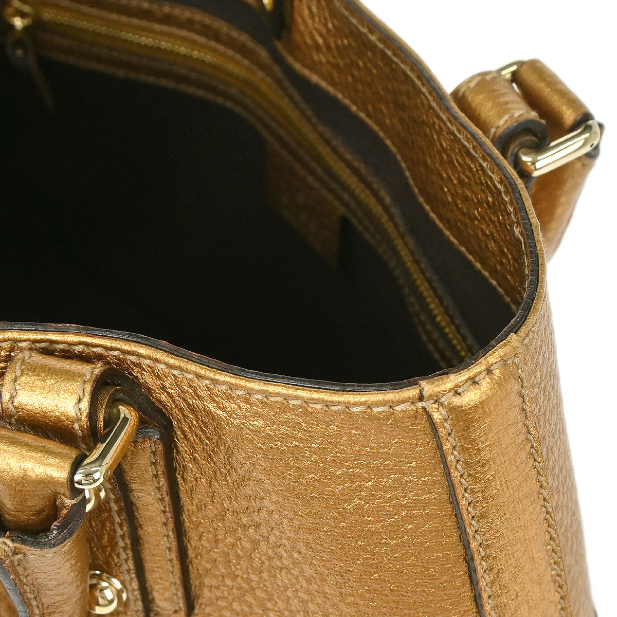 Gucci Gold Leather Horsebit GG Tote Handbag