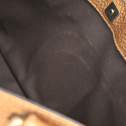 Gucci Gold Leather Horsebit GG Tote Handbag