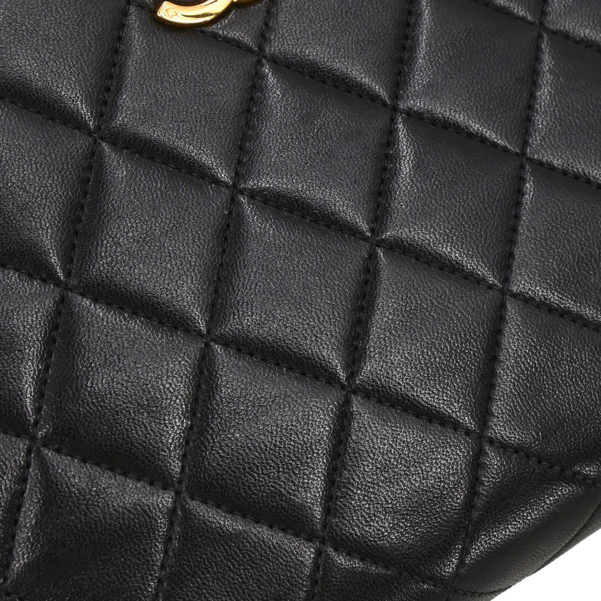 Chanel 1994-1996 Black Lambskin Pushlock Small Full Flap Shoulder Bag