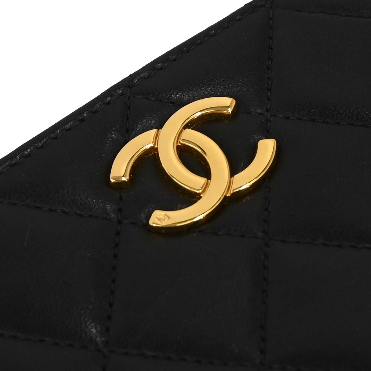 Chanel 1994-1996 Black Lambskin Pushlock Small Full Flap Shoulder Bag