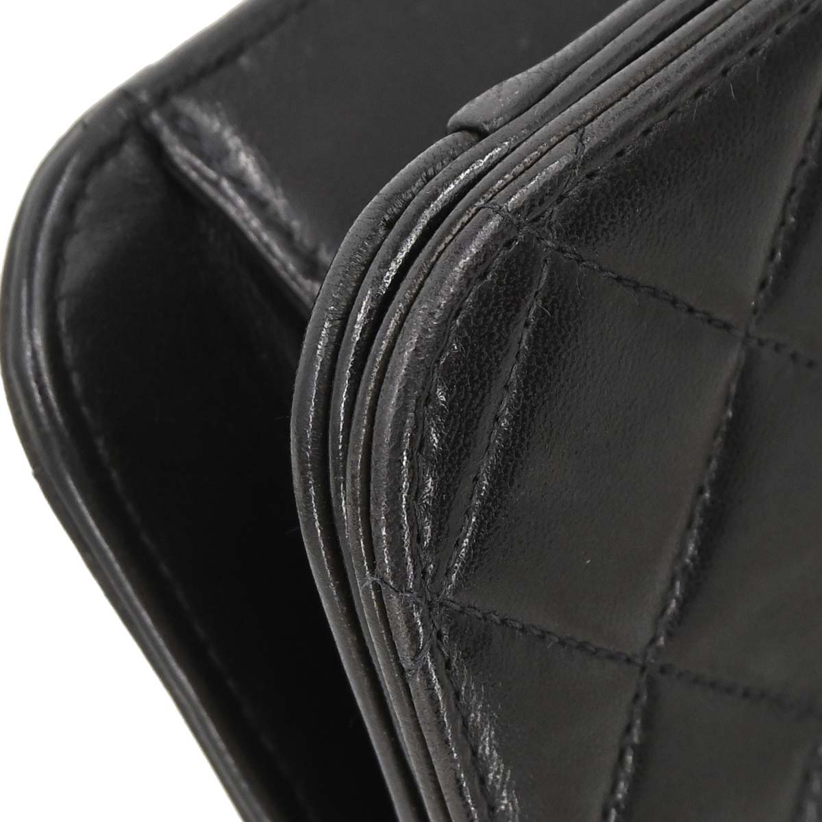 Chanel 1994-1996 Black Lambskin Pushlock Small Full Flap Shoulder Bag