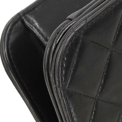 Chanel 1994-1996 Black Lambskin Pushlock Small Full Flap Shoulder Bag