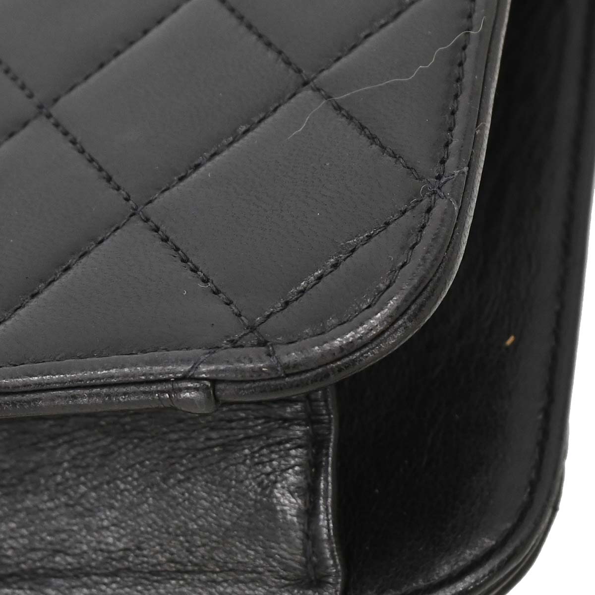 Chanel 1994-1996 Black Lambskin Pushlock Small Full Flap Shoulder Bag