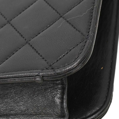 Chanel 1994-1996 Black Lambskin Pushlock Small Full Flap Shoulder Bag