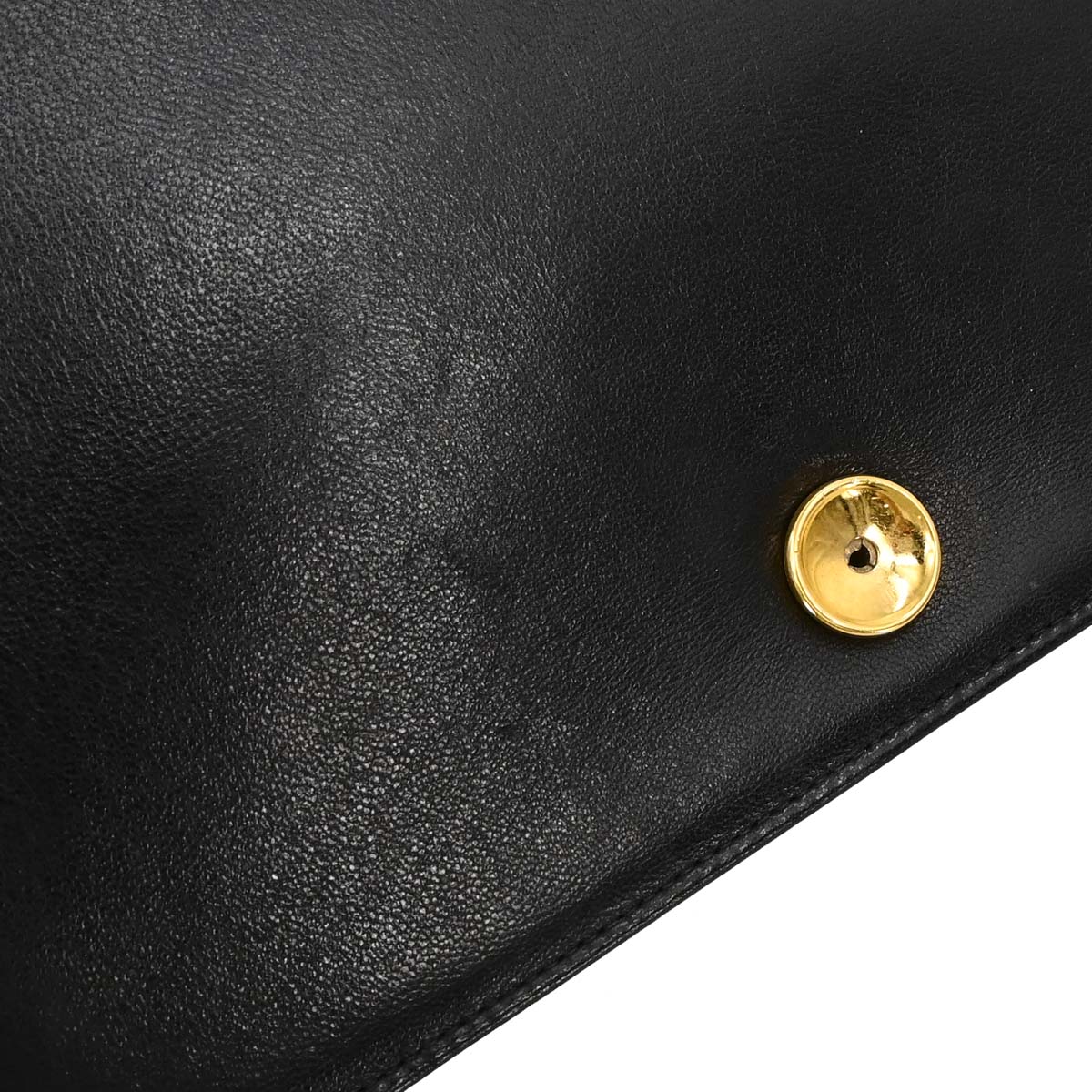Chanel 1994-1996 Black Lambskin Pushlock Small Full Flap Shoulder Bag