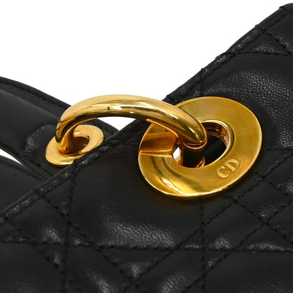Christian Dior Black Lambskin Medium Lady Dior Cannage 2way Shoulder Handbag