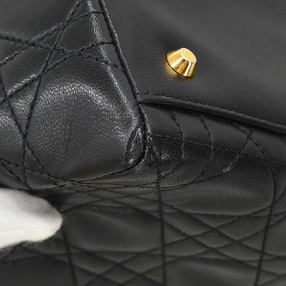 Christian Dior Black Lambskin Medium Lady Dior Cannage 2way Shoulder Handbag