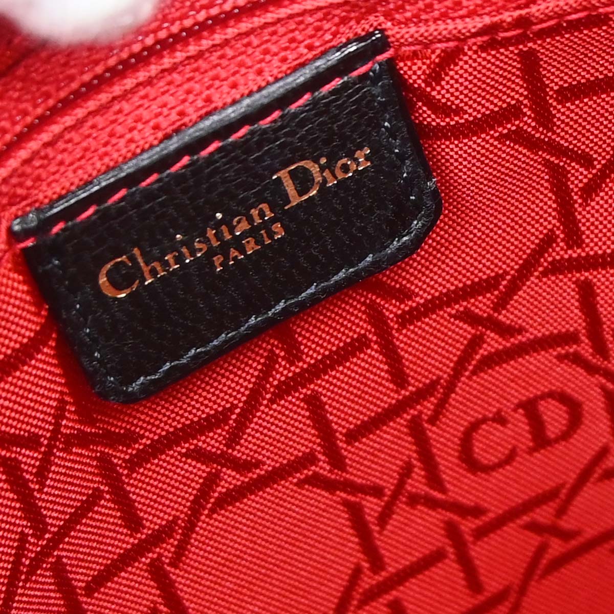 Christian Dior Black Lambskin Medium Lady Dior Cannage 2way Shoulder Handbag