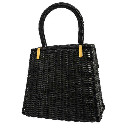 Salvatore Ferragamo Black Rattan Gancini Handbag