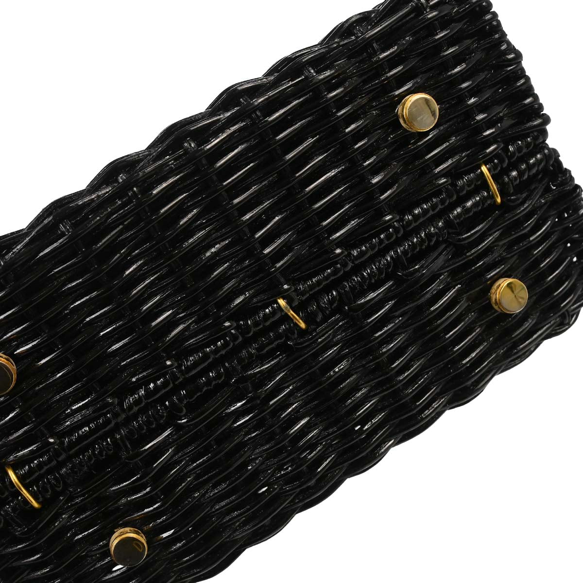 Salvatore Ferragamo Black Rattan Gancini Handbag