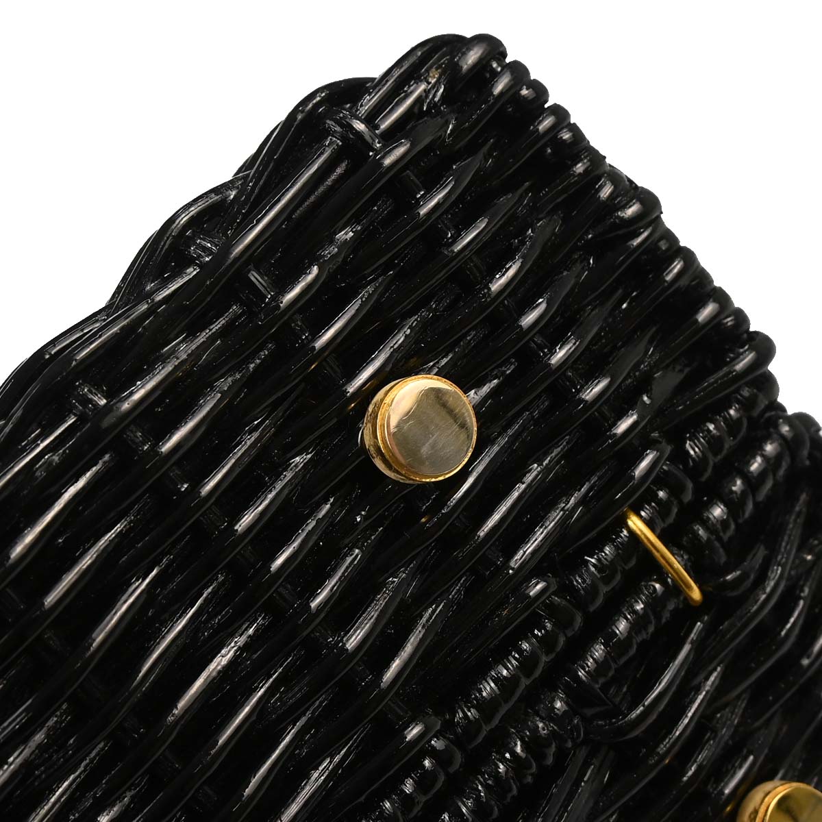 Salvatore Ferragamo Black Rattan Gancini Handbag