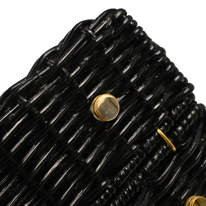 Salvatore Ferragamo Black Rattan Gancini Handbag