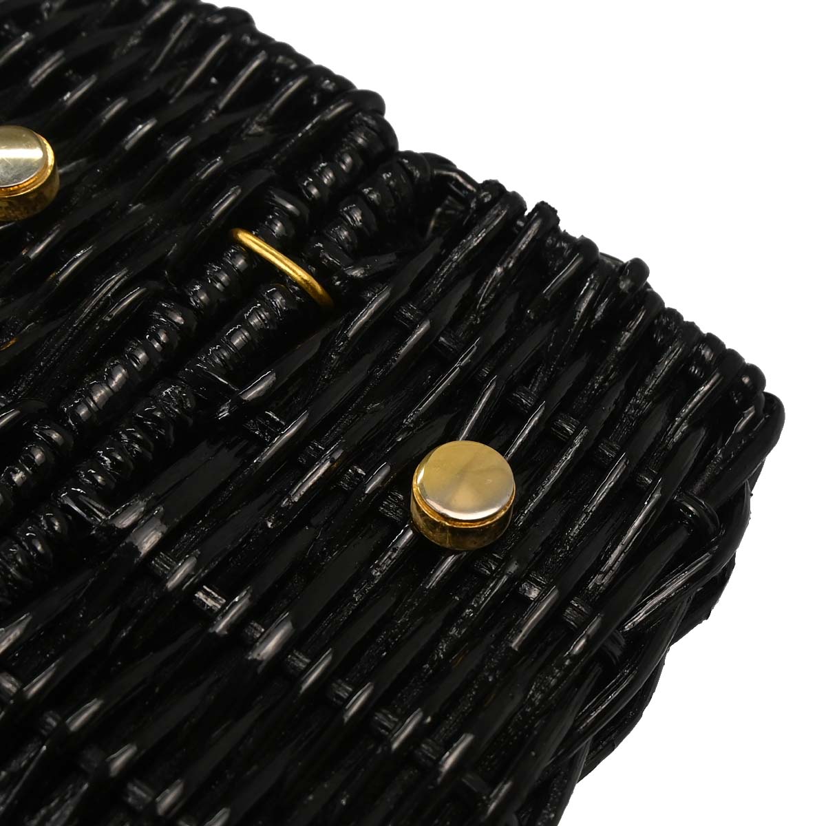Salvatore Ferragamo Black Rattan Gancini Handbag