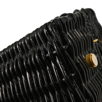Salvatore Ferragamo Black Rattan Gancini Handbag