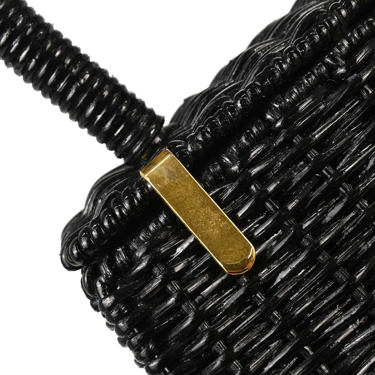 Salvatore Ferragamo Black Rattan Gancini Handbag